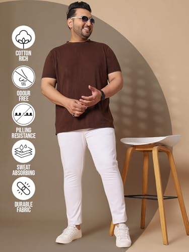 Image of Bigbanana Plus Size Men's Regular Fit Solid Round Neck Tshirt