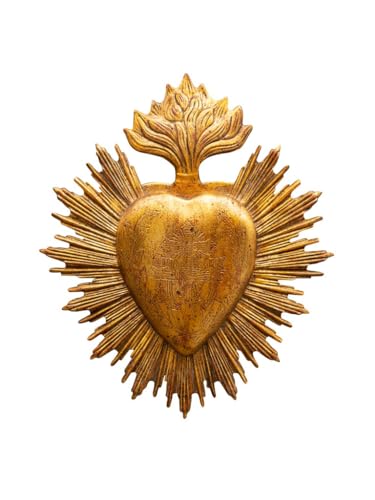 Ex-voto coeur doré Chehoma le cadeau de décoration idéal avec gravures de 23cm