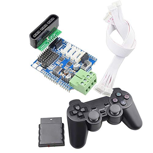 ZQALOVE Wireless Gamepad for PS2 Controller + 4 canali di Driver del Motore Servo Scheda di espansione for ONU R3 di Arduino Mecanum Wheel Robot (Color : Full Set)