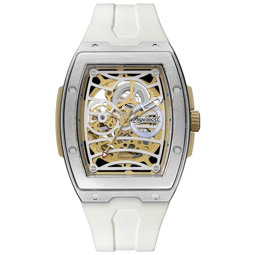 Ingersoll Montre Automatique The Challenger pour Homme logée dans Un boîtier de 42 mm au Cadran Blanc, et Bracelet en Caoutchouc PU Blanc I12308