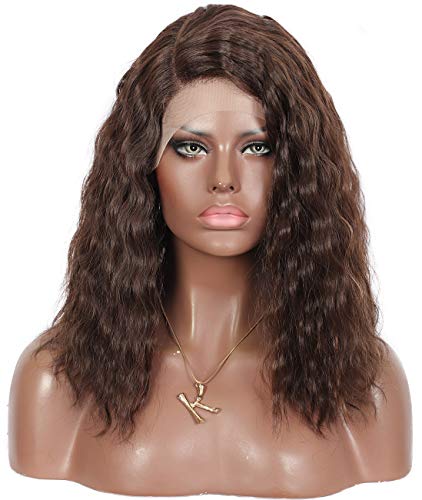 Kalyss 17 Pouces Perruques Bouclés Femmes Perruques Courtes Lace Wig Pour Les Femmes Noires Synthétique Bob Perruque de Cheveux Réels pour Les Femmes Cover