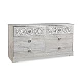 Signature Design by Ashley Paxberry Bohemian 6 Drawer Dresser with Carved Medallion Pattern, White