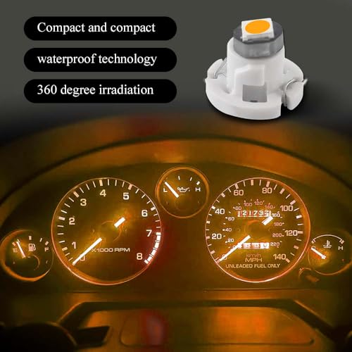 Image of 10PCS T4.2 Led Bulb Neo Wedge 10mm Base, Car Interior Dash Light, 12V IP65 Waterproof 3030 Chip LED Super Bright A /C Indicator Light, Climate Control Switch Indication Bulb for Cars (Yellow)
