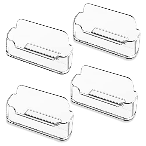 4 Pack Business Card Holder for Desk, Acrylic Clear Business Card Holder Business Card Stand, Plastic Business Card Display, Fits 30-50 Business Cards (4)