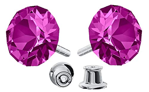 Pendientes Beforya Paris Xirius de plata de ley 925, muchos colores, pendientes con cristales de Swarovskiu00ae, bonitos pendientes para mujer, fantásticos pendientes con caja de regalo, PIN/75 (fucsia)