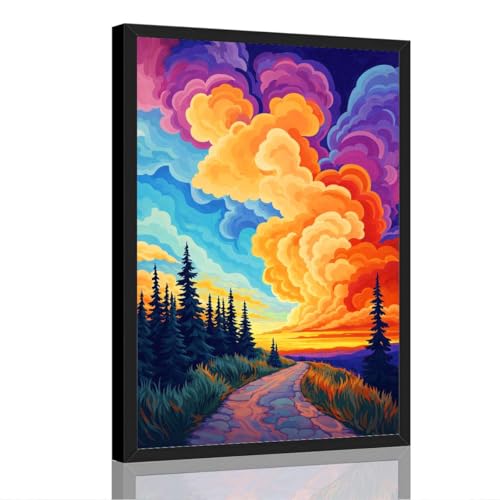 Framed dramatic cloudy landscape poster Canvas Print Art Poster Modern