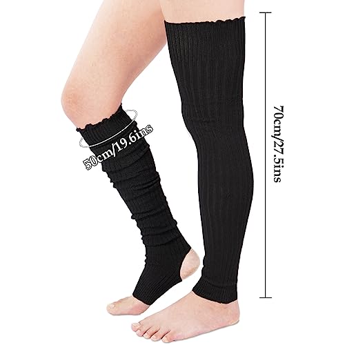 Image of Moon Wood Long Leg Warmers for Women 80s Neon Ribbed Knit Leg Warmers for Girls 80s Party Dance Sports Socks