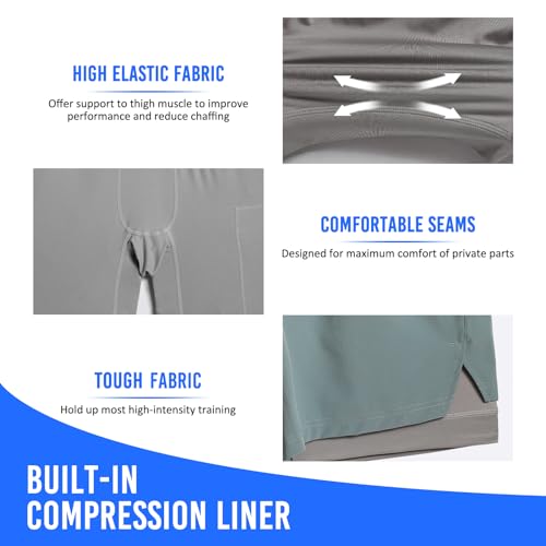 Image of maamgic Mens Workout Shorts 2 in 1 Stretch 5 inch / 7 inch Gym Shorts Running Shorts with Compression Liner Zip Pocket