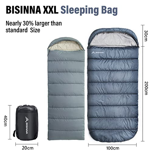 BISINNA XXL Slaapzak voor grote en lange volwassenen, 3-4 Seizoen Plus Size Warm en Comfortabel Waterdicht Lichtgewicht Slaapzak Geweldig voor Camping Backpacken Wandelen Indoor & Outdoor - Afbeelding 3