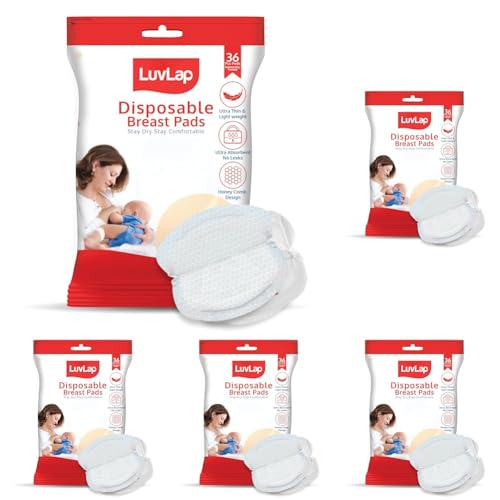 Image of LuvLap Ultra Thin Honeycomb Nursing Breast Pads, 36pcs, Disposable Maternity Pads, Highly Absorbent & Soft, Discreet Fit Breastfeeding pad, New Resealable Pack (Pack of 5)