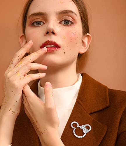 Cute Mouse Brooch Pin for Women Girls Crystal Rhinestone Bow Knot Animal Pins Lapel Jackets Scarf Suit Carsage Bouquet Brooches Clip All-Match Accessorices Dainty Jewelry Gifts Birthday Wedding2