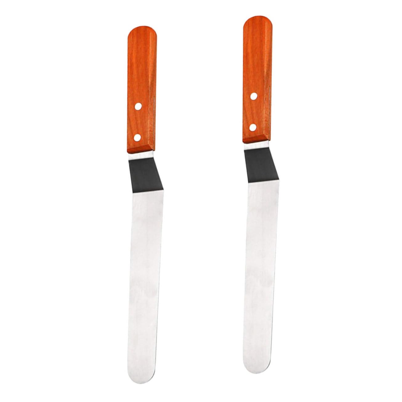 Ciieeo 2pcs Stainless Steel Cake Icing Spatulas with Non- Handle for Smooth Frosting and Decorating Baking Tool for and Pastry