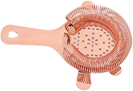 Strainer, Stainless Steel Cocktail Strainer 4 Prong Hawthorne Strainer with Flexible Spring, 6 x 4.8in(Rose Gold) - Thumbnail 4