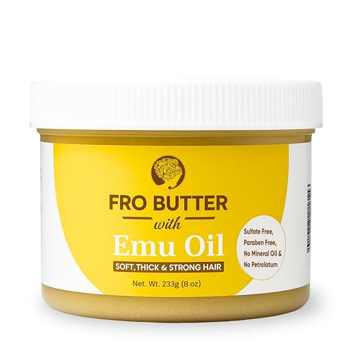 Fro Butter Emu Oil for Hair Growth | For Black Women | Natural Hair Butter | Deep Moisturizer for Dry, Brittle Hair | 8 oz