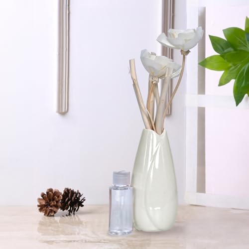 Image of Cortina Ceramic Flower Vase for Home Decor | Flower Vase for Dining Table | Nordic Modern Boho Style Decorative Ceramic Vase | Aesthetic Flower Vase for Office - 26X10 CM - White - 1 Pc