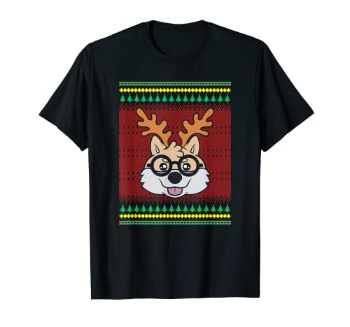 Shiba Inu Lindo Akita Perro Amante Navidad Vacaciones Camiseta
