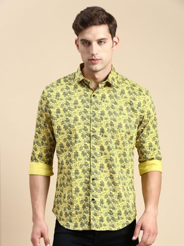 Image of SHOWOFFFF Men Printed Casual Shirt | Spread Collar Full Sleeves Cotton Shirt for Mens | Slim Fit Regular Length Shirt for Men's