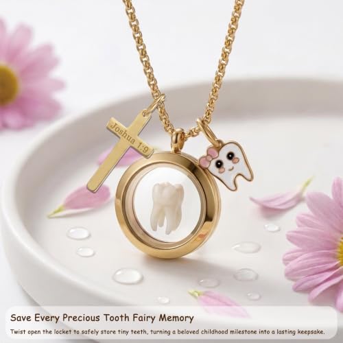 Image of PARTNER Meaningful Tooth Fairy Gifts for Women First Lost Tooth Keepsake for Celebration & Reward with Message Card Milestone Jewelry Gift from Toothfairy