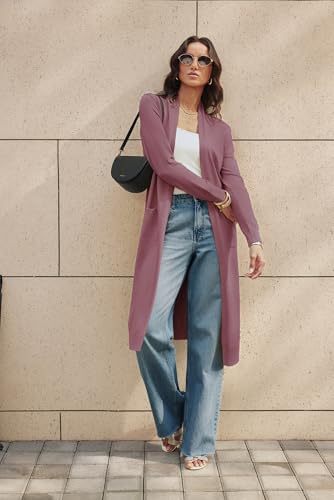 Image of GRACE KARIN Essential Solid Open Front Maxi Long Knitted Cardigan Sweater for Women
