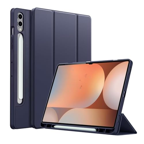 Image of TechTrendz Smart Trifold Flip Case for Samsung Galaxy Tab S11 Ultra 14.6 inch[SM-X930, SM-X936B] Support S Pen Magnetic Attachment Shockproof Stand Flip Cover Compatible for S11 Ultra (Navy Blue)
