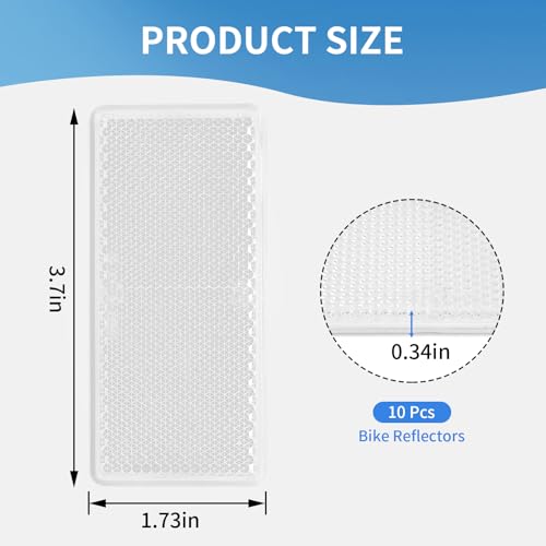 Image of 10 Pack White Self Adhesive All Plastic 3.7'' Rectangle Reflectors for Mailbox, Motobikes, Trailers, Trucks, Boats, Suv's, RV's