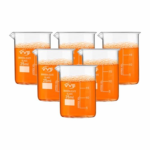 Image of VVS Borosilicate Glass Beaker 25ml pack of 6 of For School College, Lab Laboratry and professional use