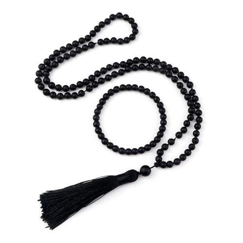 Bracelet 6MM en pierre naturelle élastique avec glands pour hommes et femmes lot de 2 pièces