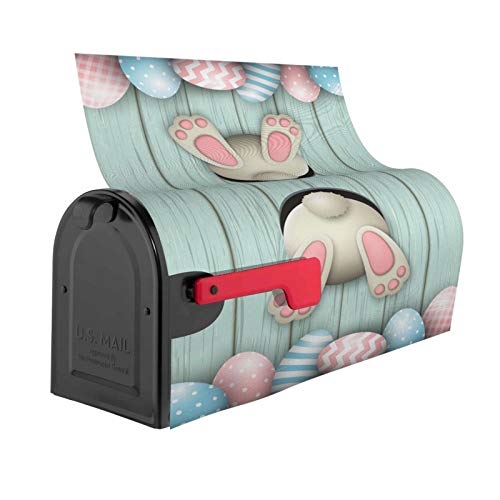 Image of Dujiea Easter Bunny Eggs Mailbox Wraps, Waterproof Magnetic Post Box Cover - Large Size 25.5 inchL x 21 inchW - Garden Yard Outside Farmhouse Home Decor