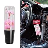 Universal JDM Clear Crystal Pink Real Sakura Flower Manual Gear Stick Shift Knob Shifter Lever Head 15cm