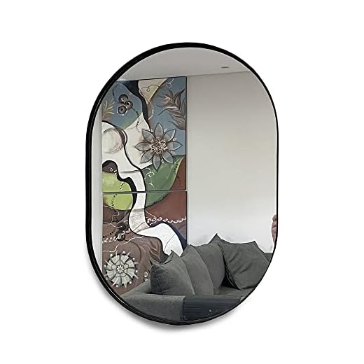 Espelho Oval 60x40cm com Moldura Cor:Preto