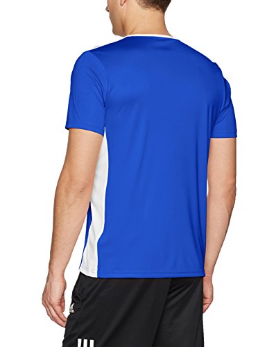 adidas Men's Entrada 18 AEROREADY Primegreen Regular Fit Soccer Short Sleeve Jersey, Bold Blue/White, Large