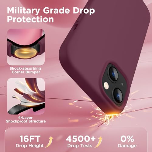 Image of GolbinBox Magnetic for iPhone 13 /14 Case, Silicone Cover, Wine Red