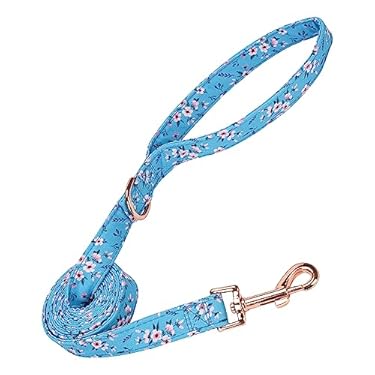 AMAZON - Goudouzi Natural Fabric Dog Leash with Metal Buckle, Soft Cotton Cute Puppy Leashes with Floral Pattern for Small Medium Large Boy and Girl Dog(Leashes, Sky Blue)