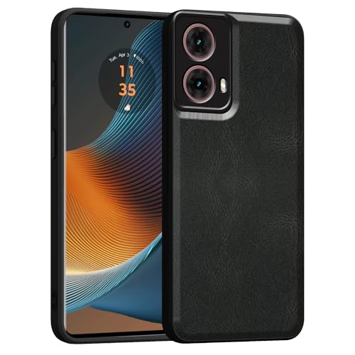 Image of amazon basics Back Cover for Moto Edge 50 Fusion 5G | Ultra Slim Soft Rubberised Case | Oil Feel Soft Leather Back | Camera Protection - Black