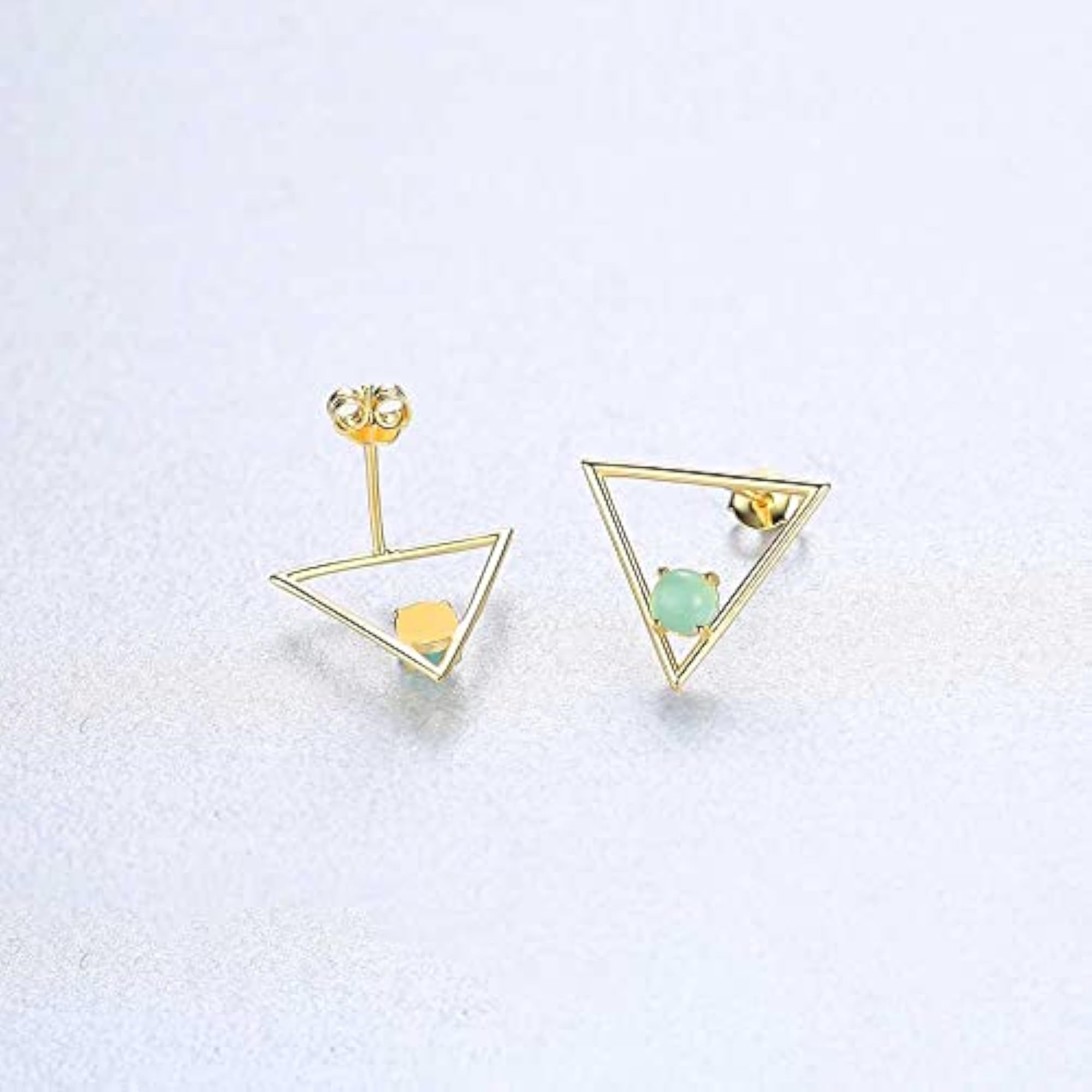 Crystal Triangle Stud Earrings, Trendy Tiny Flat Backs, Minimalist Jewellery