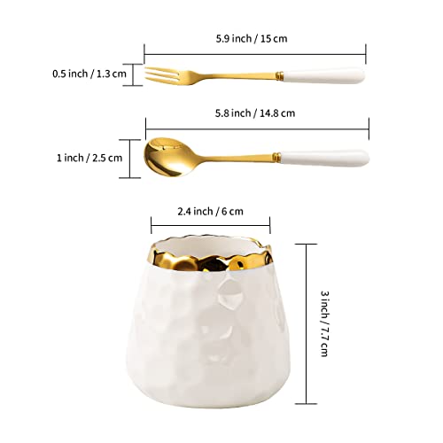 Fvstar FS0131 Coffee Spoons And Forks Set,Dessert Forks And Spoons,White Ceramic Jar thumb #4