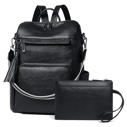 Shrrie Mochila de piel vegana para portátil de 15,6 pulgadas para mujer. Mochila de trabajo, mochila de viaje de moda para viajes, universidad, trabajo