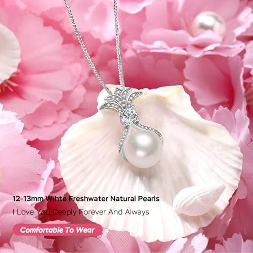 Gifts for Wife Women Anniversary -Pearl Necklace -Mom Girlfriend Her Fine Jewelry Mothers Day Valentines Christmas Birthdays Gift4