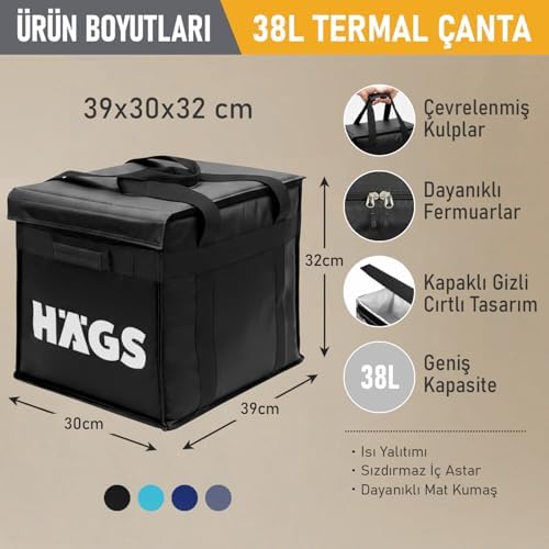 Resim HAEGS Termal Kamp Çantası, Termal Termos Çanta, Kamp, Plaj, Piknik için Isı Yalıtımlı Piknik Yemek Taşıma Çantası, Soğutucu Buzluk Geniş Hacimli 