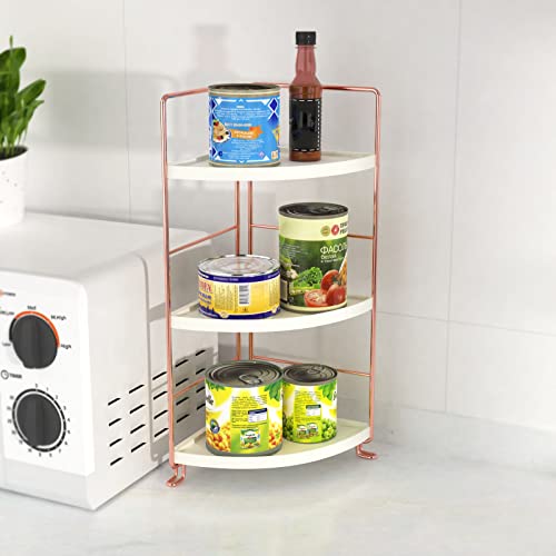 Janus Liang 3-Tier Bathroom Organizer Countertop - Makeup Organizer Cosmetic Holder Corner Storage Shelf Kitchen Spice Rack Standing Counter Shelf For Vanity, Bathroom, Bedroom, Kitchen #TOP2