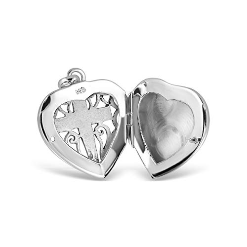 WithLoveSilver 925 Sterling Silver Filigree Cross Heart Shape Locket Pendant2