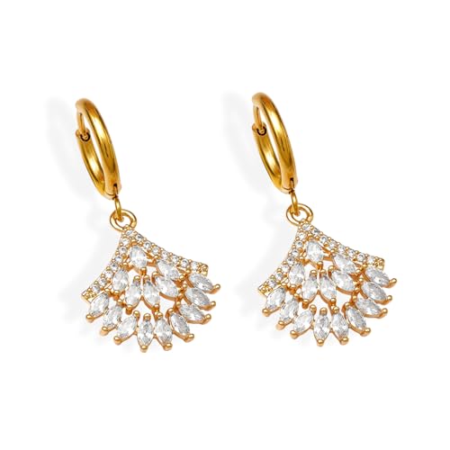 Image of Rubans Hoop Drop Earrings Gold Plated Stylish Trendy Jewellery Gift for Women & Girls