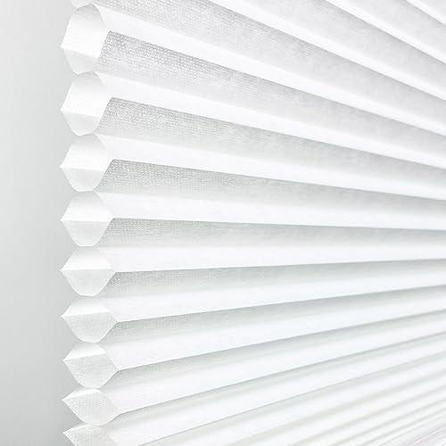 Image of DEZ FURNISHINGS Cordless 1.5 inch Light Filtering Top Down Bottom Up Cellular Shade, 25 inch W x 48 inch H, White