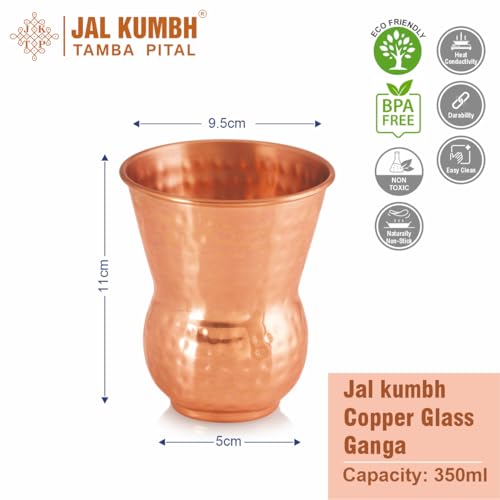 Image of Pure Copper Glasses Ganga Water Pure Tamba Glass for Drinking & Serving Water Tumbler-350 ML