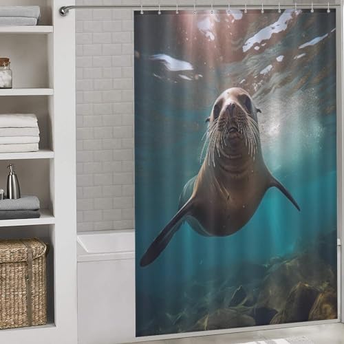 Rideau de douche en tissu polyester phoque imperméable et résistant 152x183 - 2