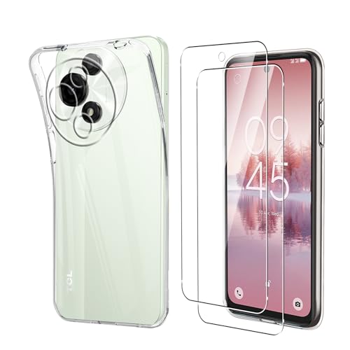 Case for TCL 60 SE NXTPAPER 5G + 2 Pack Screen Protector, Electro-weideworld Ultra Thin Shockproof Soft Silicone TPU Clear Phone Case for TCL 60 SE NXTPAPER 5G