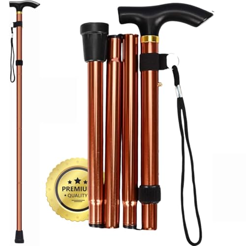 OrtoPrime Bastón Plegable para Mayores Bastón Extensible - Bastones Plegables - Bastones ortopédicos - Bastones para Mayores - Bastones para Caminar Mujer Y Hombre - Bastón Anciano Cobre