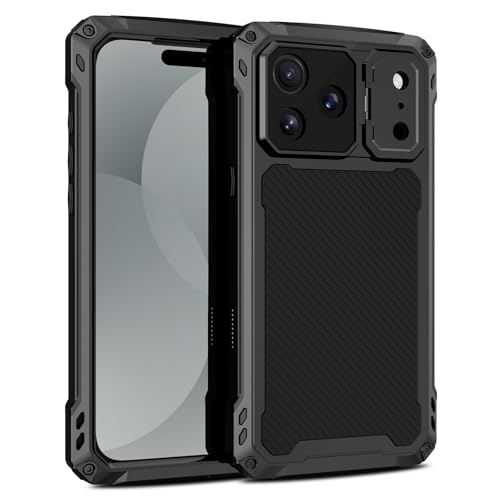 Coque iPhone 15 Pro arrière rigide noire protection aluminium silicone support