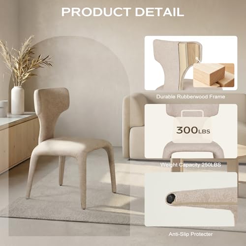 Butaca curva minimalista beige tapizada miniatura 4