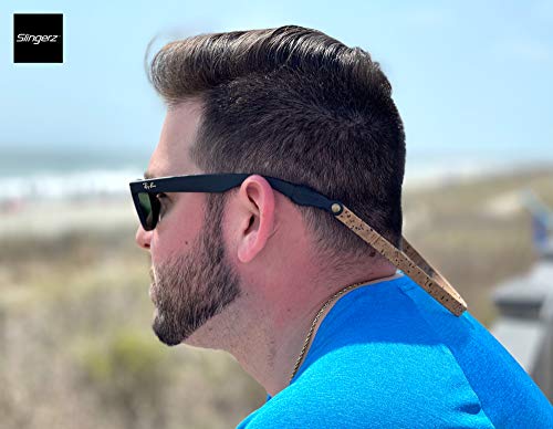 Image of SLINGERZ Wide Cork Sunglass Strap - Comfortable Eyewear Retainer for Outdoor Use